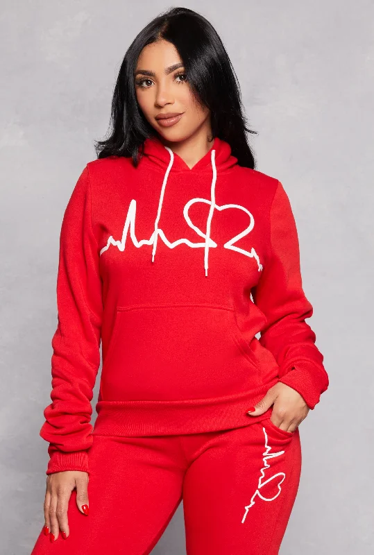 Heartbeat Graphic Pullover Hoodie