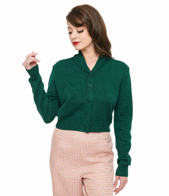 1950s Forest Green Cropped Cardigan