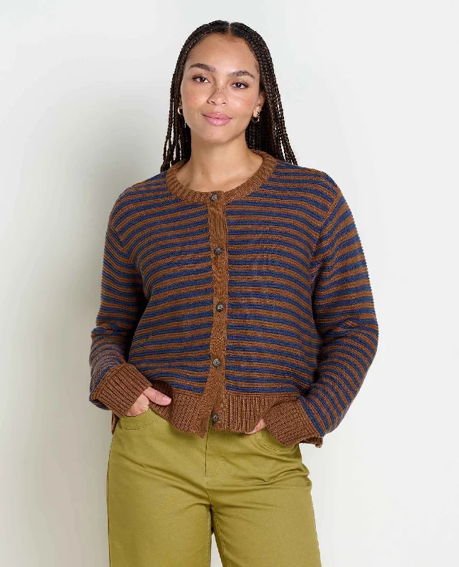 Bianca Crew Cardigan - Brown Sugar Stripe