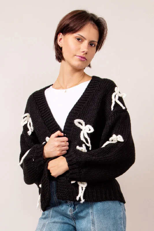 Bow Cardigan for Women in Black | BSW2791-BLACK