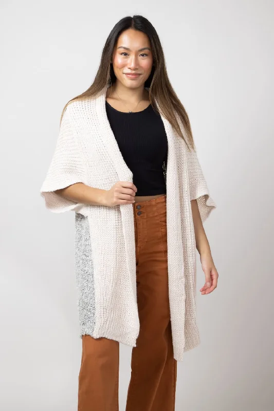 Elan Contrast Cardigan for Women in Off White | SW10950-A-WHT