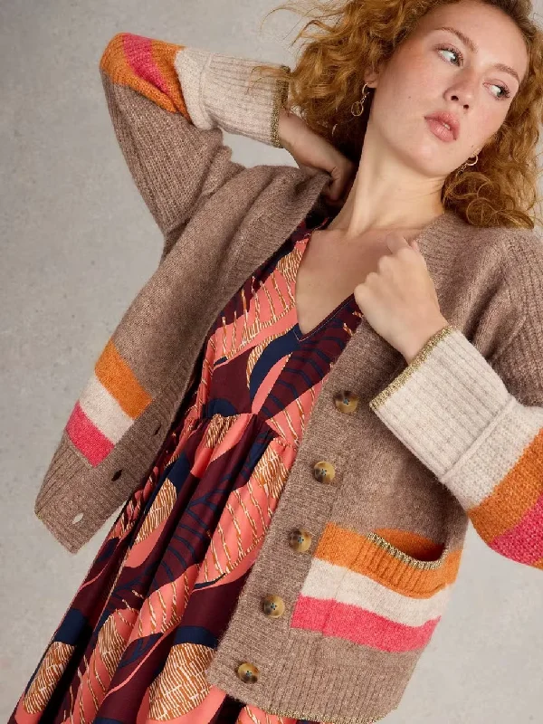 Judi Stripes Cardigan - Natural Multi