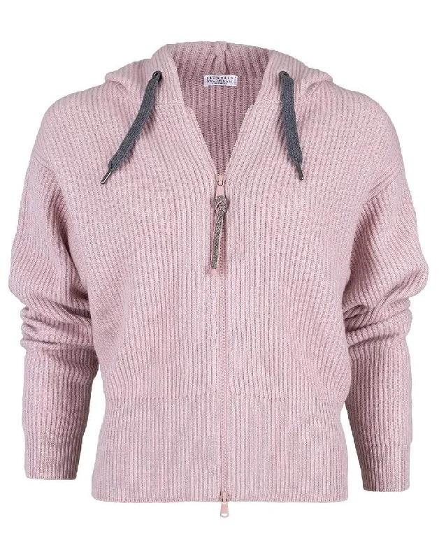 Pastel Pink English Ribbed Zip Cardigan