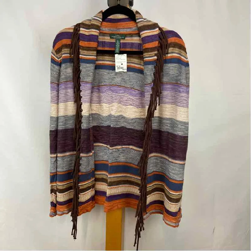 Ralph Lauren Women's Size XL Purple Stripe Cardigan