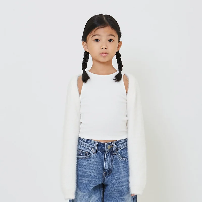 Girl Fluffy Cropped Cardigan - SG2405044