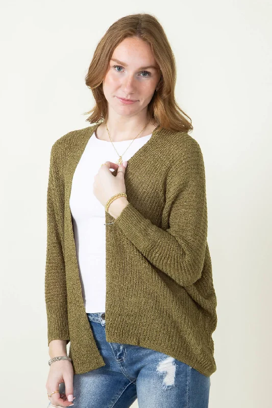 Shaker Stitch Cardigan for Women in Moss | 61865-MOS