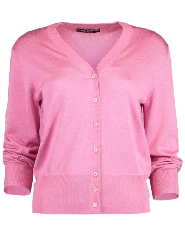 Solid Rose V-Neck Cardigan