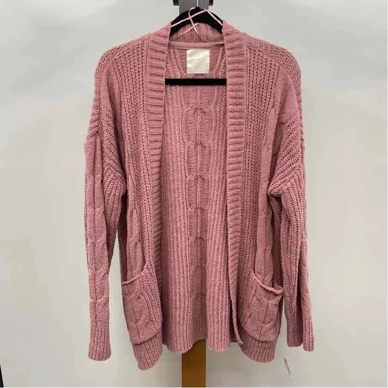 Ultra Flirt Women's Size XL Mauve Cable Knit Cardigan